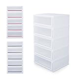 LOWYA （ロウヤ） 収納 収納ケース チェスト 木天板 ハイブリッド天板 色分けプレート付 帯電処理 角丸加工 幅35 5段 透明 クリア おしゃれ 新生活