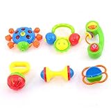 KAWO Baby's First Rattle Set Cartoon Teether Play Toy Infant Musical Toy Christmas Gift 6 Pieces- Co