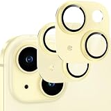 【2枚】カメラフィルム iPhone15/iPhone15 Plus用 カメラ保護 アルミ合金製 強化ガラス アイフォン15/15plusカメラカバー キズ防止 耐衝撃 露出オーバー防止 超高透過率 あいふぉん15/あいふぉん15プラス レンズカバー イエロー