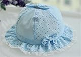 WIN　赤ちゃん の 日よけ 帽子 女の子 男の子 紫外線 防止 お出かけ用 ベビー ハット 新生児　水玉 可愛い 帽子　ベビー キッズ 日焼け 帽子 UV 日よけ (ブルー)