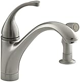 KOHLER K-10416-BN Forte Single Control Kitchen Sink Faucet with Sidespray and Lever Handle, Vibrant 