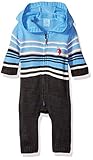 U.S. Polo Assn. Baby Boys' French Terry Romper Dark Heather Gray 6/9 Months [並行輸入品]