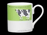 Silhouette Green Cow Funny Bone China Mug, in one ear & out of the udder - Stoke on Trent, England b