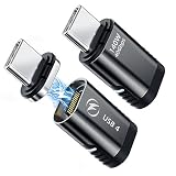 USB C 磁気アダプター (2 パック) DuHeSin 磁気 USB C アダプター 24 ピン ストレート PD 140w 充電 USB4 40Gbps データ転送 8K 60Hz ビデオ Thunderbolt 3/4、MacBook Pro/Air、その他のタイプ C デバイス用