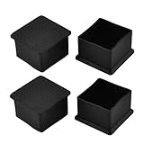 uxcell 家具足カバー 足ゴムエンドキャップ テーブル 机 椅子足 ブラック 四角形 45mm x 45mm 4個入り