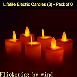 Pack of 6 Realistic Wick LED Flameless Candles Flickering by wind Super Realistic and Lifelike amber