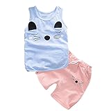 Cutelove 子供服 Tシャツ タンクトップ Tシャツ＆パンツ 上下セット 可愛い柄 ショートパンツ 袖なし ベビー 男女兼用 夏