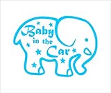 ノーブランド 青 ゾウ＆星 Baby in the car シール ステッカー デカール