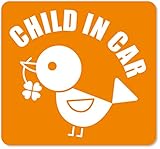 imoninn CHILD in car ステッカー　【マグネットタイプ】　No.02　コトリさん　（オレンジ色）