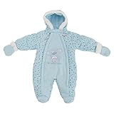 赤ちゃん・ベビー用 くまのデザイン 冬用あったか フード付 スノースーツ ロンパース オールインワン つなぎ カバーオール (6-9ヶ月) (ブルー)