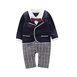 Ymgot ベビー フォーマル ロンパース 男の子 長袖 赤ちゃん カバーオール 新生児 幼児 出産祝い 撮影 記念日 (70cm)