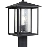 Sea Gull Lighting 82027-12 Outdoor Post Mount with Clear SeededGlass Shades, Black Finish [並行輸入品]