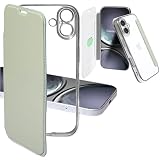 Carrier-City iphone用 17 ケース 手帳型 背面クリア 薄型 透明 軽量 カバー かわいい オシャレ カードポケット カードケース スマホケース (iphone用 17, くすみグリーン)