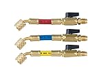 FUSOチャージホース バルブ付ホースアダプタR410A用赤青黄3本セットFS-730A