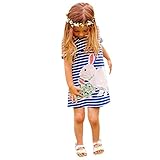 xilalu for 12 m-6y、ベビーガールズキュートなウサギショート袖ドレスストリップLongシャツ カラー: ブルー