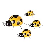 B Baosity 可愛い　レディバード　壁の彫刻　客室　庭園　飾り　4ピース　素晴らしい　高品質