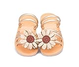 MUZJOY 可愛い ガールズサンダル 花 真夏靴 キッズサンダル 本革 女の子シューズ キッズ靴 柔らか 滑り止め 上質サンダル ビーチサンダル