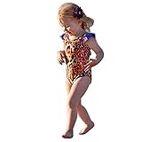 Domybest子供 水着　ワンピース 女の子 みずぎ キッズ　女児　ガールズ　夏　ヒョウ柄　ビーチ スイムウェア オールインワン　スイミング プール　海水浴　ビーチ　海辺 (70（1-2歳）)