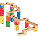 オリジナル 木製 組立て ビー玉転がし 積み木 スターター 基本セット 27点セット ビーズコースター スロープトイ ボールトラック ブロック 木のおもちゃ 【aereo di carta】