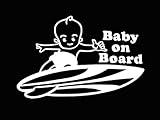 カッティングステッカー【SURF BABY ON BOARD（BOY）】カラー：ホワイト　右向き [並行輸入品]