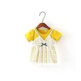ANTETOKUPO 5190　子供　女の子　幼児 ワンピースセット 綿 通気 スカート (90ｃｍ, 黄色) [並行輸入品]