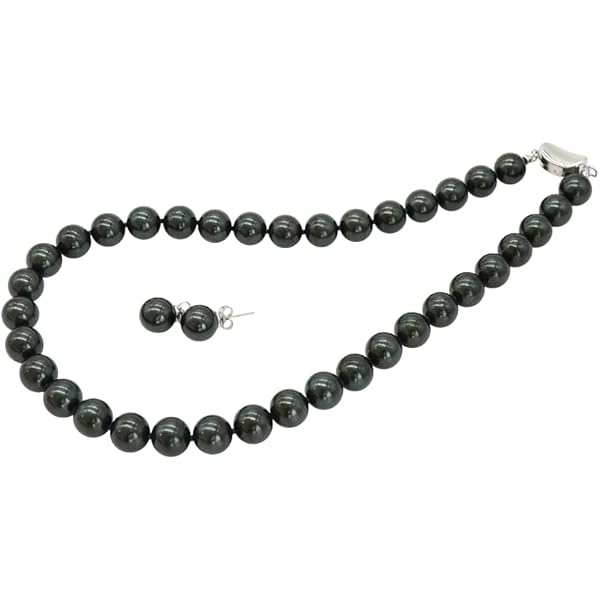 Amazon | [KASHIMA] 喪装用 7.5～8mm アコヤ黒真珠 ネックレス&ピアス