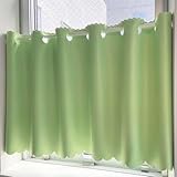 【Ezee】カフェカーテン 遮光1級 小窓 出窓 キッチン トイレ 目隠し 日よけ 紫外線対策 簡単取付 遮熱 断熱 保温 省エネ ウォッシャブル/ライトグリーン 幅65cmｘ丈90cm 上部穴あきタイプ