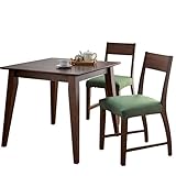 ウォールナット材天然木ダイニング3点セット グリーン