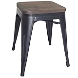 スチール製 スツール ANT-45 ブラック×ダークブラウン