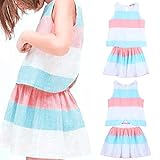 Domybest子供服　女の子　スカート　セットアップ　子供ドレス　キッズ服　上下 2点セット 赤ちゃん　ガールズ　カジュアル　お出かけ　ビーチ　旅行　海辺　普段着 春 夏 (100（3-4歳）)