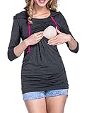 マタニティ 目に見えない授乳 授乳服 産前 産後 妊婦用 レイヤード トップス - レディース ファッション 長袖 授乳口 付き Maternity T-Shirt [Zhhlinyuan]