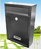 デザイン郵便ポスト 鍵付き シンプル 壁付け 盗難防止 自宅 エクステリア 郵便受け　TEC-SPOSTD (ブラック)