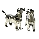 Benzara BM148268 Contemporary Style Silver Ceramic Dog Figurines - Set of 2