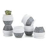 T4U 6CM 陶器ミ二植木鉢 韓国風の雪花シリーズ No.5 ドラム腹 多肉植物 サボテン鉢 フラワーポット プランター容器 6個入り