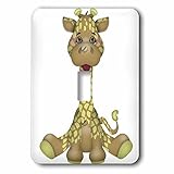 Anne Marie Baugh – 動物 – 可愛いブラウンとライトグリーンBaby Giraffe sitting – 照明スイッチカバー – シングルトグルスイッチ( LSP _ 222600 