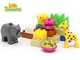 Little Treasures 17 Piece Building Block Set with Fun Zoo Animals and Plant Pieces That Is All Compa
