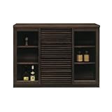 キャビネット 完成品 木製 和風モダン 幅120cm ブラウン ナチュラル 国産品 日本製 (ブラウン)