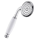 Wellbeingjp シャワーヘッド 節水 高水圧 ハンドシャワーヘッド アンティーク風 取手陶器 浴室用 ホワイト　シャワー 肌にやさしい シャワー 取付簡単 工具不要