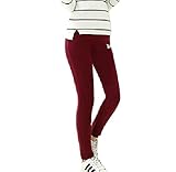 Spinas（スピナス） マタニティ 冬 レギンス パンツ 裏起毛 あったか 全5色 ブラック ライトグレー ネイビー ワインレッド ダークグレー (L, ワインレッド)