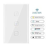 UDA-WIFIスマートフォンリモコンウォールディマースイッチ、3ボタン、明るさ調整、リモートAPPコントロール、Amazon Echo、Google Home for Voice Control