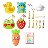 フェルトソーイングクラフトキット |子供向けEVAアニマルソーイングクラフトキット |子供用裁縫キット かわいい形 | 裁縫キット 手作りソーイング楽しいキット |手作りソーイング楽しいセット裁縫と学習のためのパンチ穴が開いています。