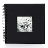 Copeflap アルバム スクラップブック 手作り 写真 台紙 切り抜き窓付き 175×175mm 20枚 (ブラック)