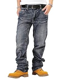 JIGGYS SHOP ワインレッドステッチデニムパンツ メンズ ヴィンテージ加工 ジーンズ ストレート