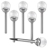 SOLAscape New 2015 Crackle Glass Globe Color Changing LED Solar Path Lights White Set of 6 [並行輸入品]