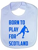 Born To Play For Scotland Rugby- Funny Baby/Toddler/Newborn Bib - Baby Gift blue by Print4U