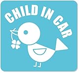 imoninn CHILD in car ステッカー　【マグネットタイプ】　No.02　コトリさん　（水色）
