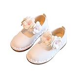 最適なガールズ本革ソリッド花サンダル(幼児、リトルキッド) カラー: ホワイト