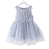 PAPA KIDS 子供ドレス ベビーワンピース ベビーチュールドレス ノースリーブ女の子プリンセスドレス 夏 誕生日 子供の日 (100cm, ブルー)