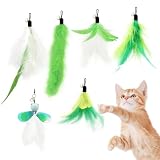 SONGWAY 猫おもちゃ ねこじゃらし 羽 昆虫 ふわふわ 交換用羽根 緑系