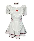 [YZZYQQ] ナース服 セット かわいい ワンピース メイド服 スカート ナース 人气cosplay 仮装 衣装 白 セクシー メイド服 ドレス ホワイト XL